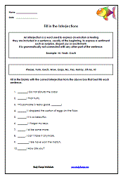 Interjection Worksheets